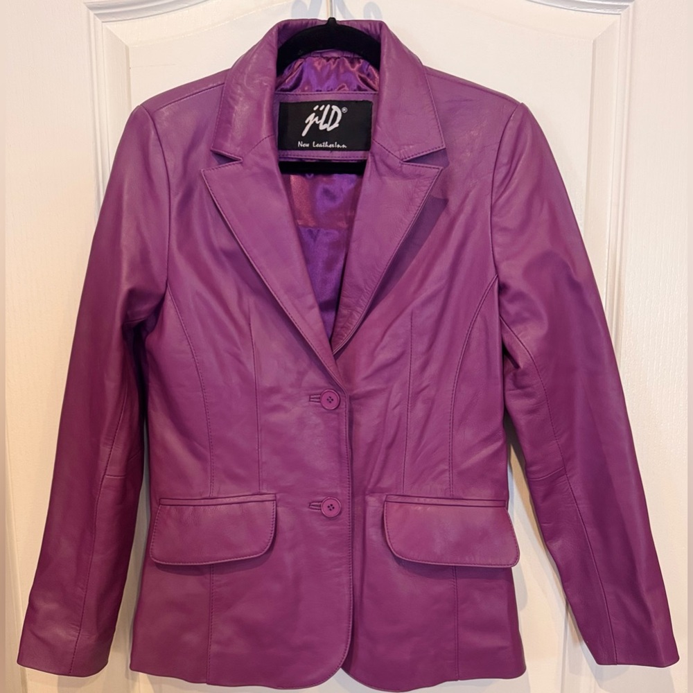JILD NEW LEATHER INN Classic Lambskin 
Leather Jacket XS Grape Purple RARE